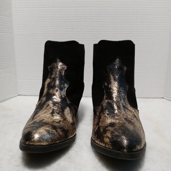 Groove Candace Faux Leather Gold Leaf Cowboy Boots Booties Ankle Boots Women Sz - Picture 4 of 14